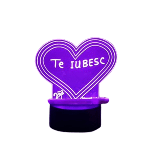 lampa decorativa 3d inima Halber negru cu mesaj personalizabil